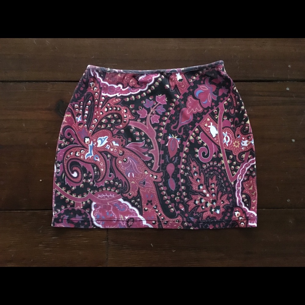 Vintage iNg Magenta Paisley A Line Mini Skirt Sz S